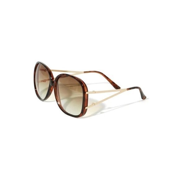 Modern Day Lux‎ Round Frame Cut Out Temple Detail Sunglasses Tortoise main image 6